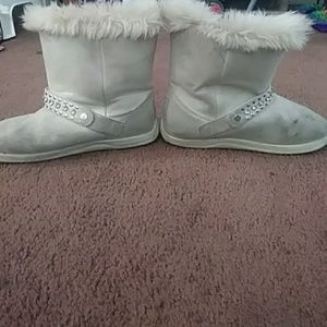 White and silver boots